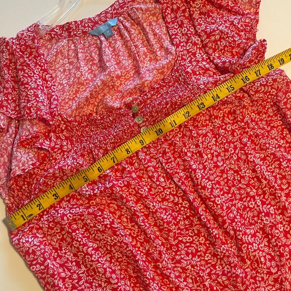 Draper James RSVP Smocked Top Womens Medium Red & White Floral Ditsy Cottagecore - Picture 7 of 8